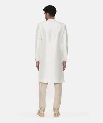 Classic Ivory Silk Sherwani 5