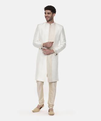 Classic Ivory Silk Sherwani 6