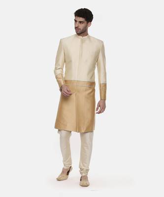 Gold Beige Silk Sherwani 6