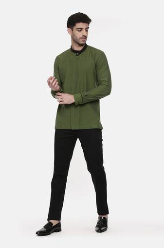 Green Cotton Short Kurta