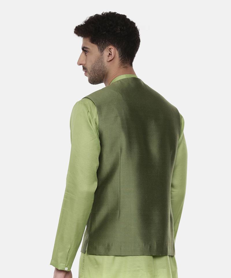 Green Open Silk Jacket