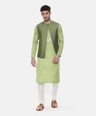 Green Open Silk Jacket 1