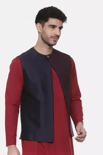 Blue Open Silk Jacket