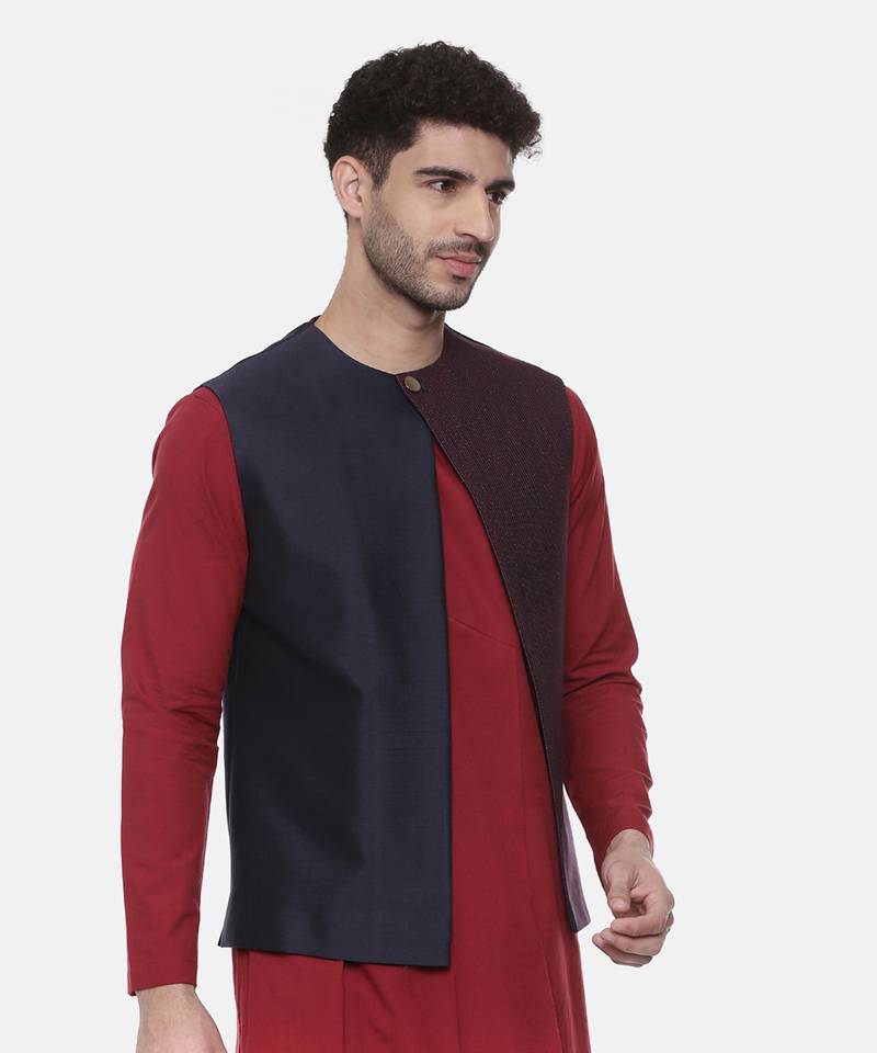 Blue Open Silk Jacket