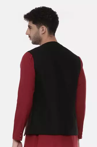 Black Open Silk Jacket