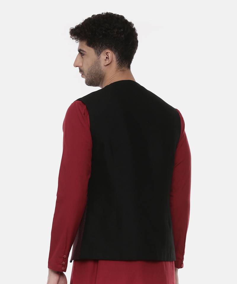 Black Open Silk Jacket