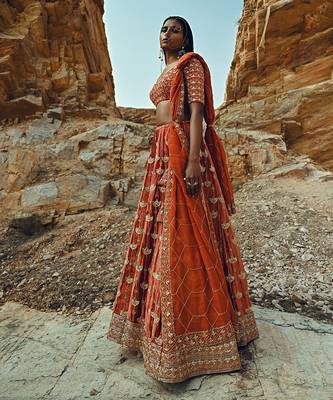 Rust Full Kali Velvet Lehenga 5