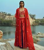 Red Velvet Palazzo Set