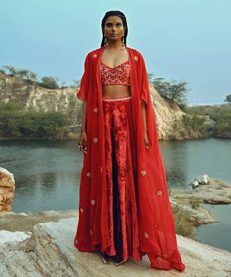Red Velvet Palazzo Set 8