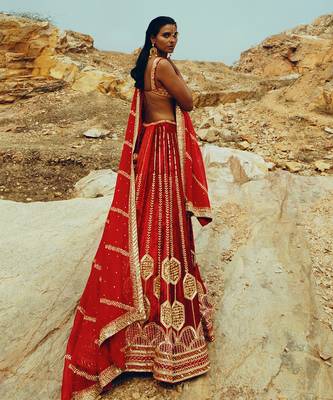 Red Velvet Lehenga 5