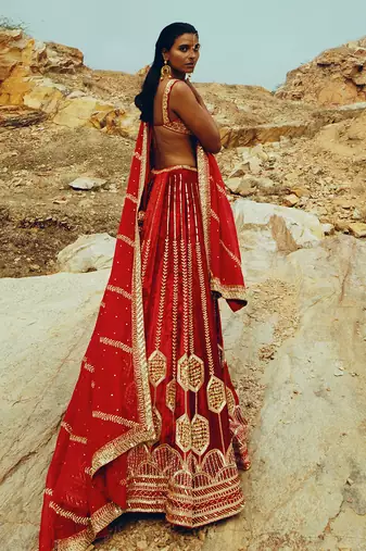 Red Velvet Lehenga