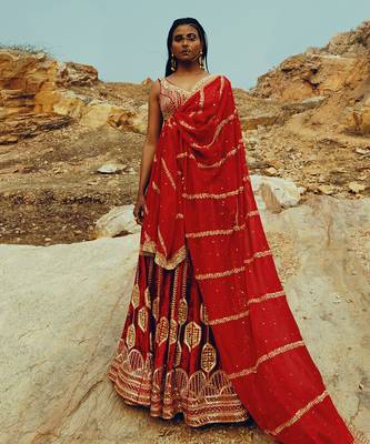 Red Velvet Lehenga 6