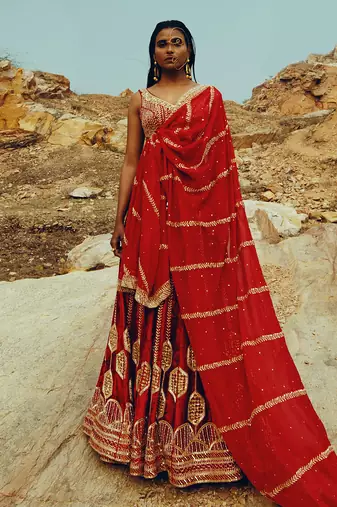 Red Velvet Lehenga