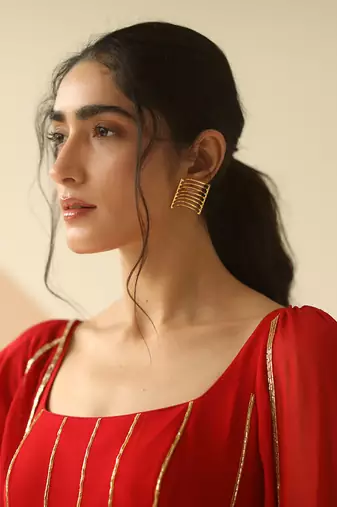 Red Line Anarkali With Dupatta