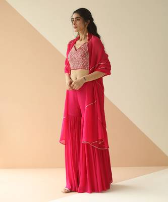 Rani Pink Heavy Blouse Sharara With Dupatta 1