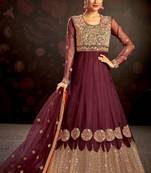 Maroon embroidered net salwar