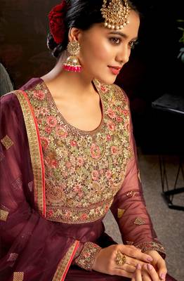 Maroon embroidered net salwar 4