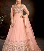 Light-pink embroidered net salwar
