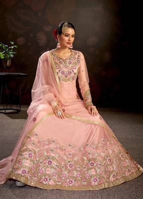 Light-pink embroidered net salwar 3