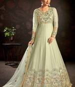 Light-green embroidered net salwar
