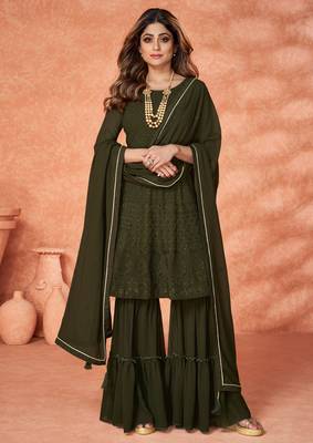 Mehendi embroidered georgette salwar 1