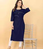 Navy-blue plain viscose party-wear-kurtis