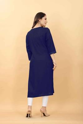 Navy-blue plain viscose party-wear-kurtis 3