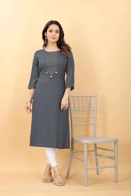 Grey plain viscose party-wear-kurtis 1