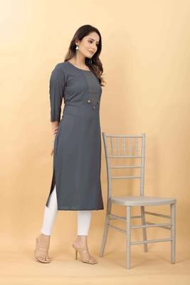 Grey plain viscose party-wear-kurtis 2