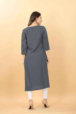 Grey plain viscose party-wear-kurtis 3