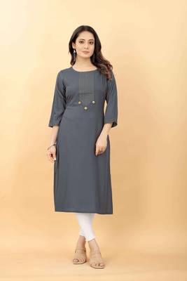 Grey plain viscose party-wear-kurtis 4