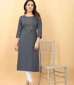 Grey plain viscose party-wear-kurtis