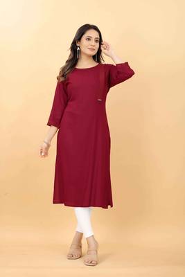 Maroon plain viscose party-wear-kurtis 1