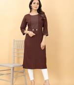 Brown plain viscose party-wear-kurtis