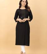 Black plain viscose party-wear-kurtis