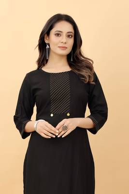 Black plain viscose party-wear-kurtis 5