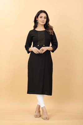 Black plain viscose party-wear-kurtis 1