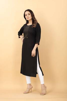 Black plain viscose party-wear-kurtis 2