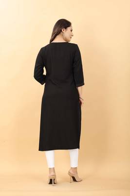 Black plain viscose party-wear-kurtis 3