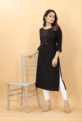 Black plain viscose party-wear-kurtis 4