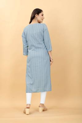 Light-blue plain viscose party-wear-kurtis 3