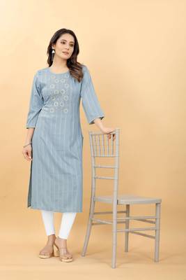Light-blue plain viscose party-wear-kurtis 1