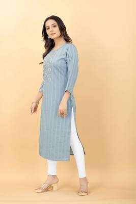 Light-blue plain viscose party-wear-kurtis 2