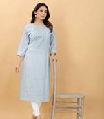 Light-blue plain viscose party-wear-kurtis