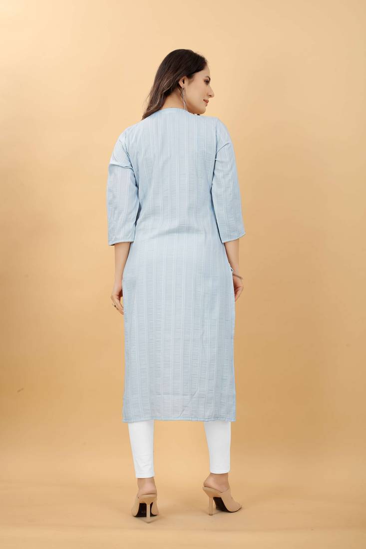 Light-blue plain viscose party-wear-kurtis