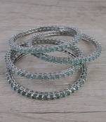 Rhodium Plated Mint Stone Embellished Bangles BD676