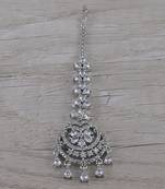 Rhodium Plated CZ Embellished Maang Tikka MTS156