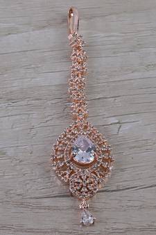 Rose Gold Plated CZ Embellished Maang Tikka MTS160
