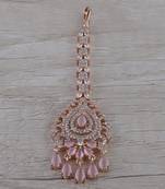 Rose Gold Plated CZ and PINK Stone Embellished Maang Tikka MTS164