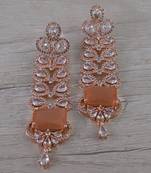 Rose Gold Plated Light Orange Cubic Zirconia Designer Dangler Earrings 216ED641